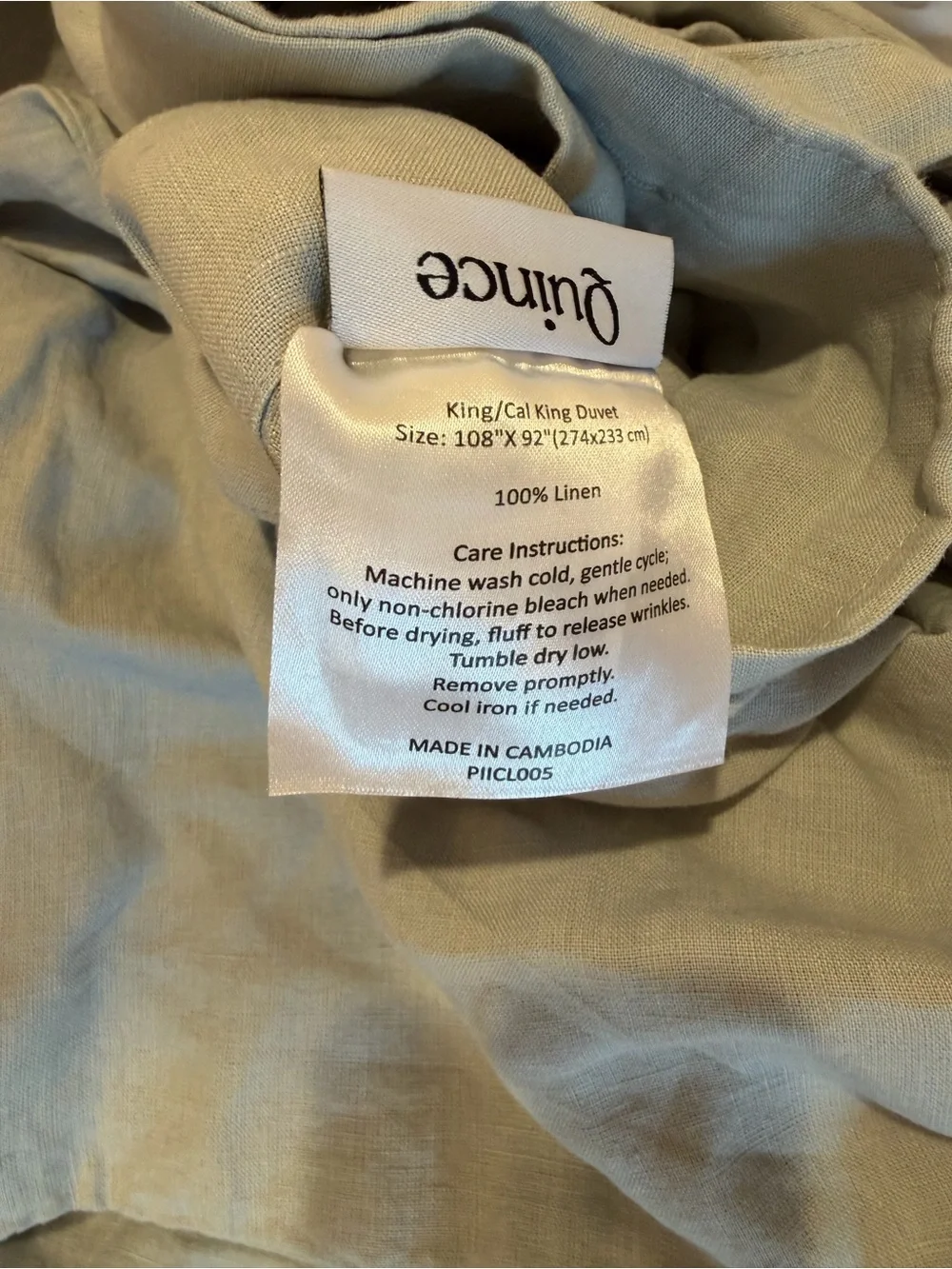 Quince European Linen Duvet Cover Set King/Cal King Mist